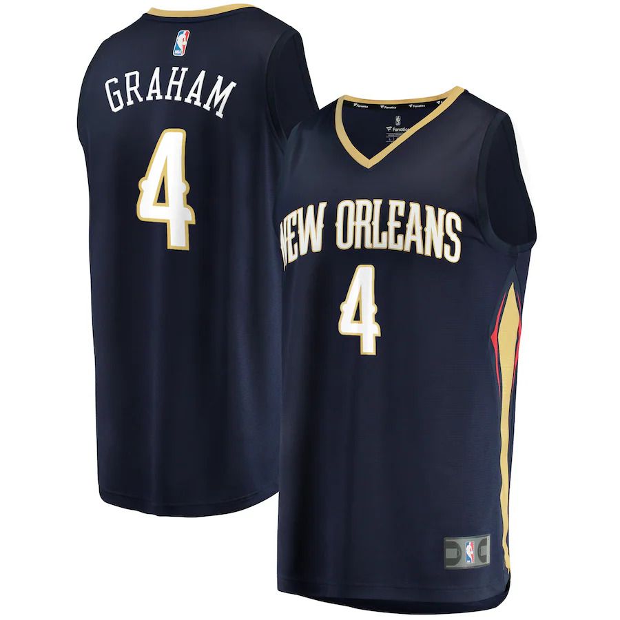 Men New Orleans Pelicans #4 Devonte Graham Fanatics Branded Navy Icon Edition 2021-22 Fast Break Replica NBA Jersey